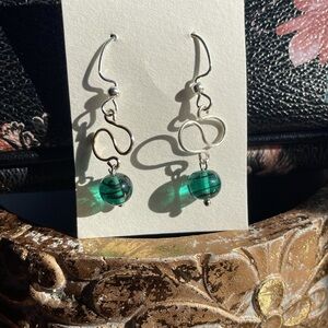 Elegant Silver and Green Earrings